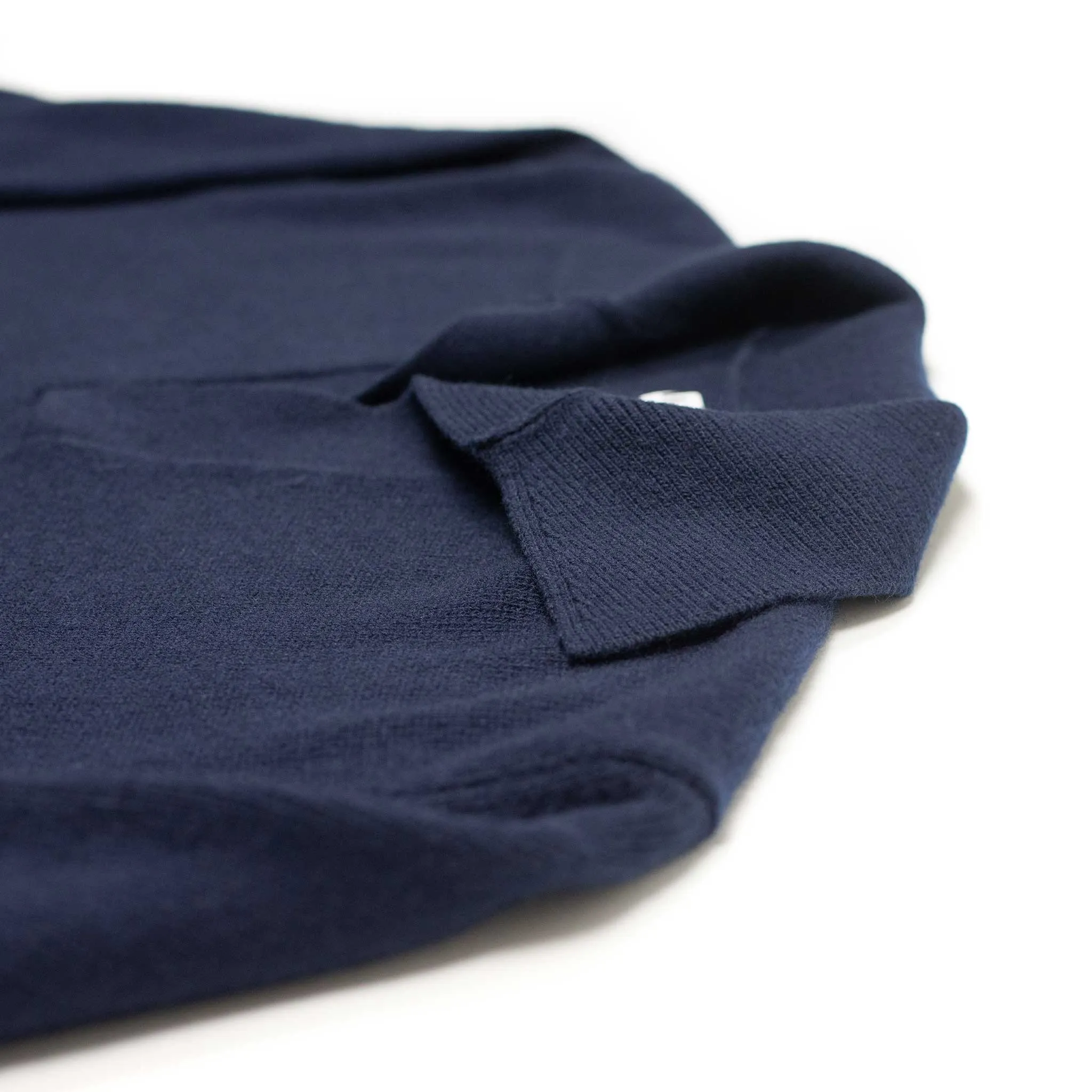 Aagro skipper style polo sweater in navy blue wool