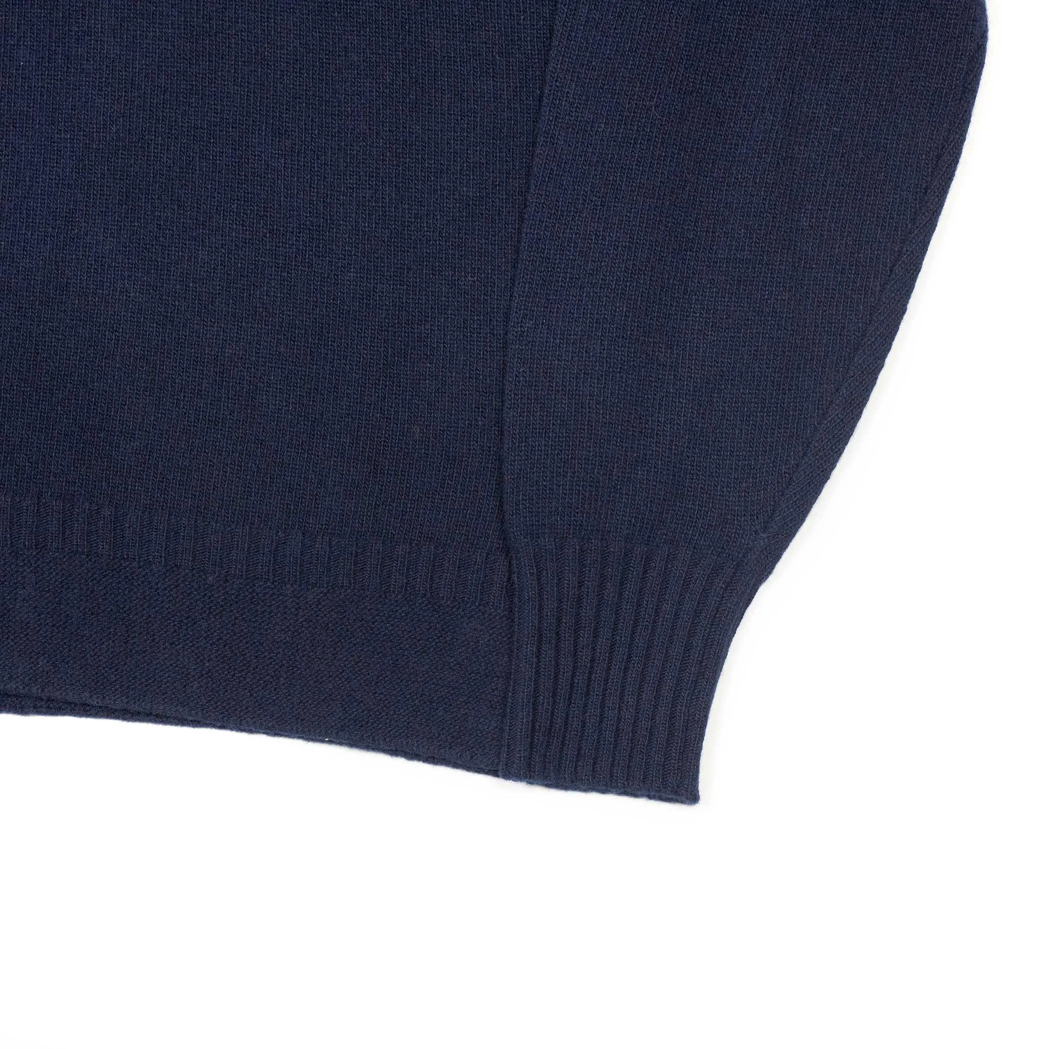 Aagro skipper style polo sweater in navy blue wool