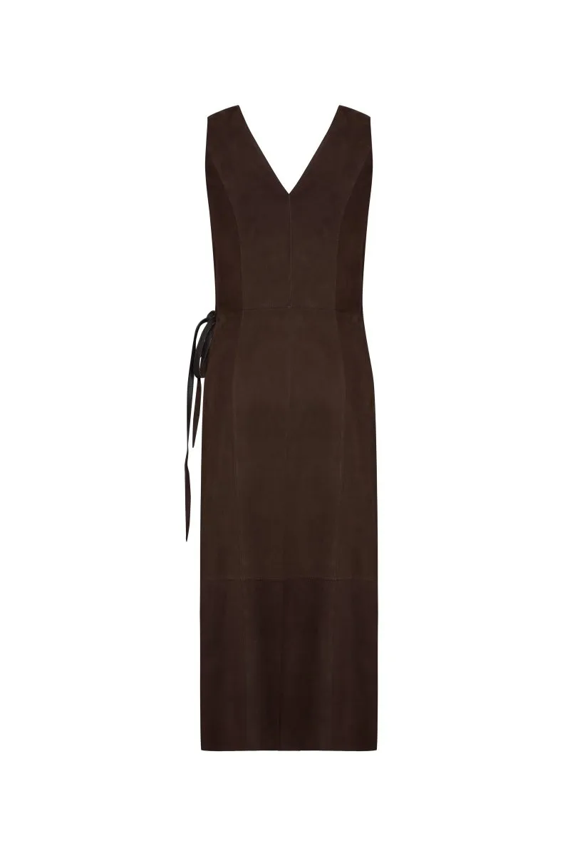 Alba Women's Metis Suede Leather Dress - Chocolate