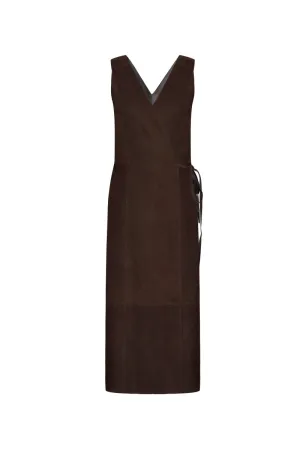 Alba Women's Metis Suede Leather Dress - Chocolate