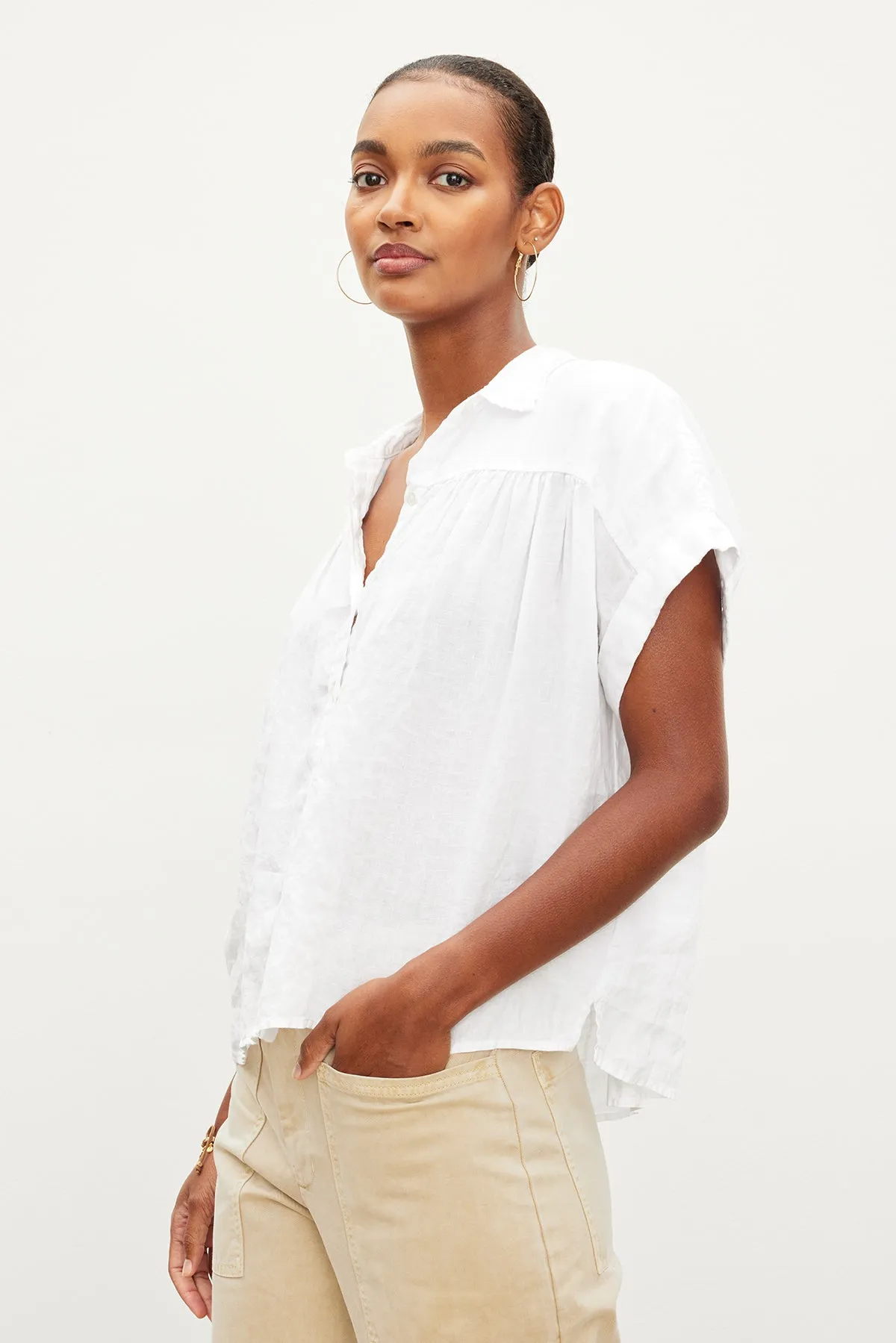 ARIA LINEN BUTTON FRONT TOP