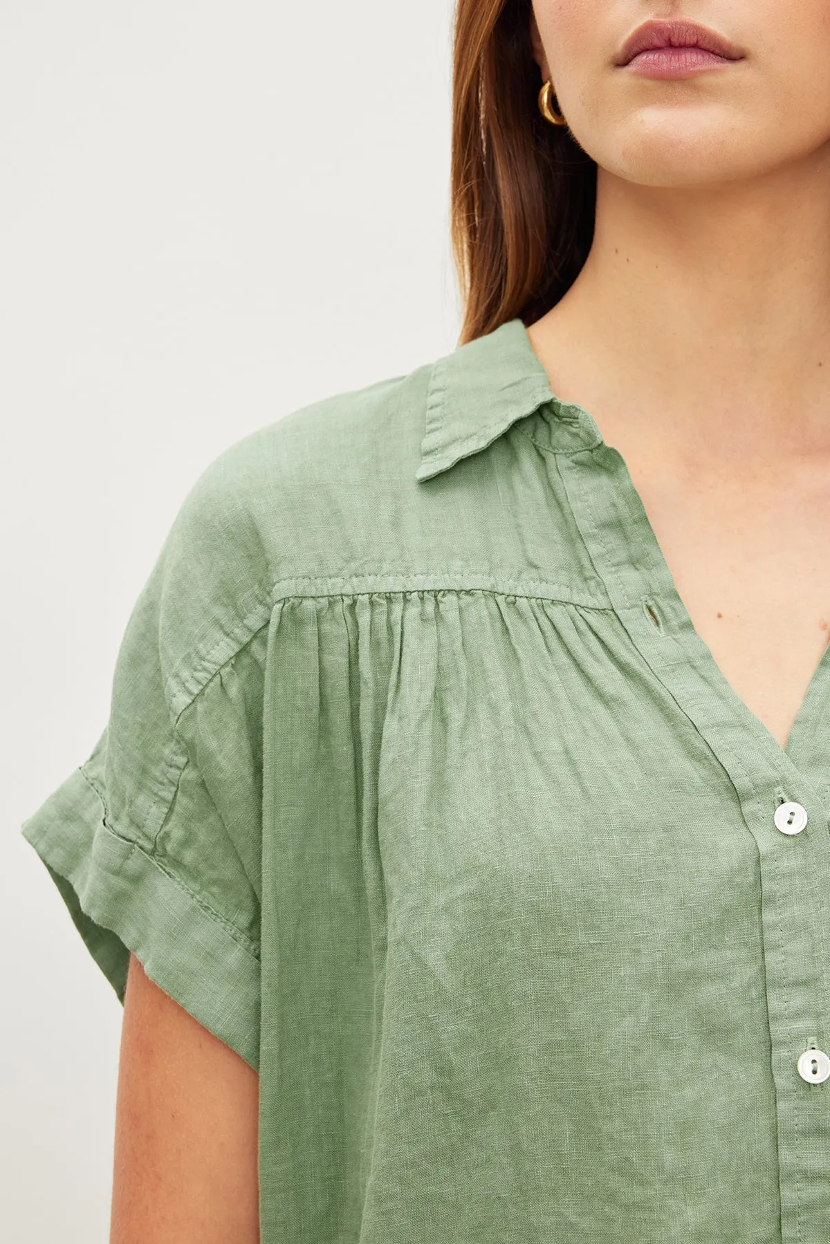 ARIA LINEN BUTTON FRONT TOP