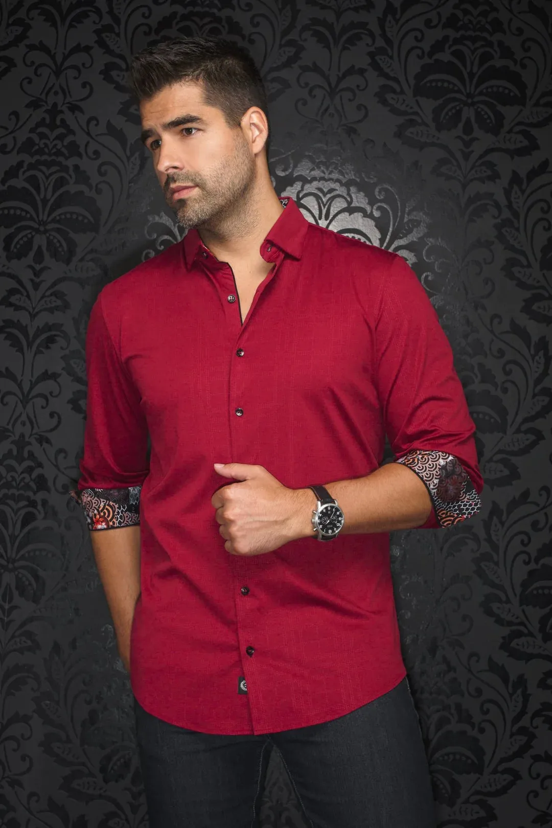 Au Noir Stretch Shirt | Varenna Cabernet