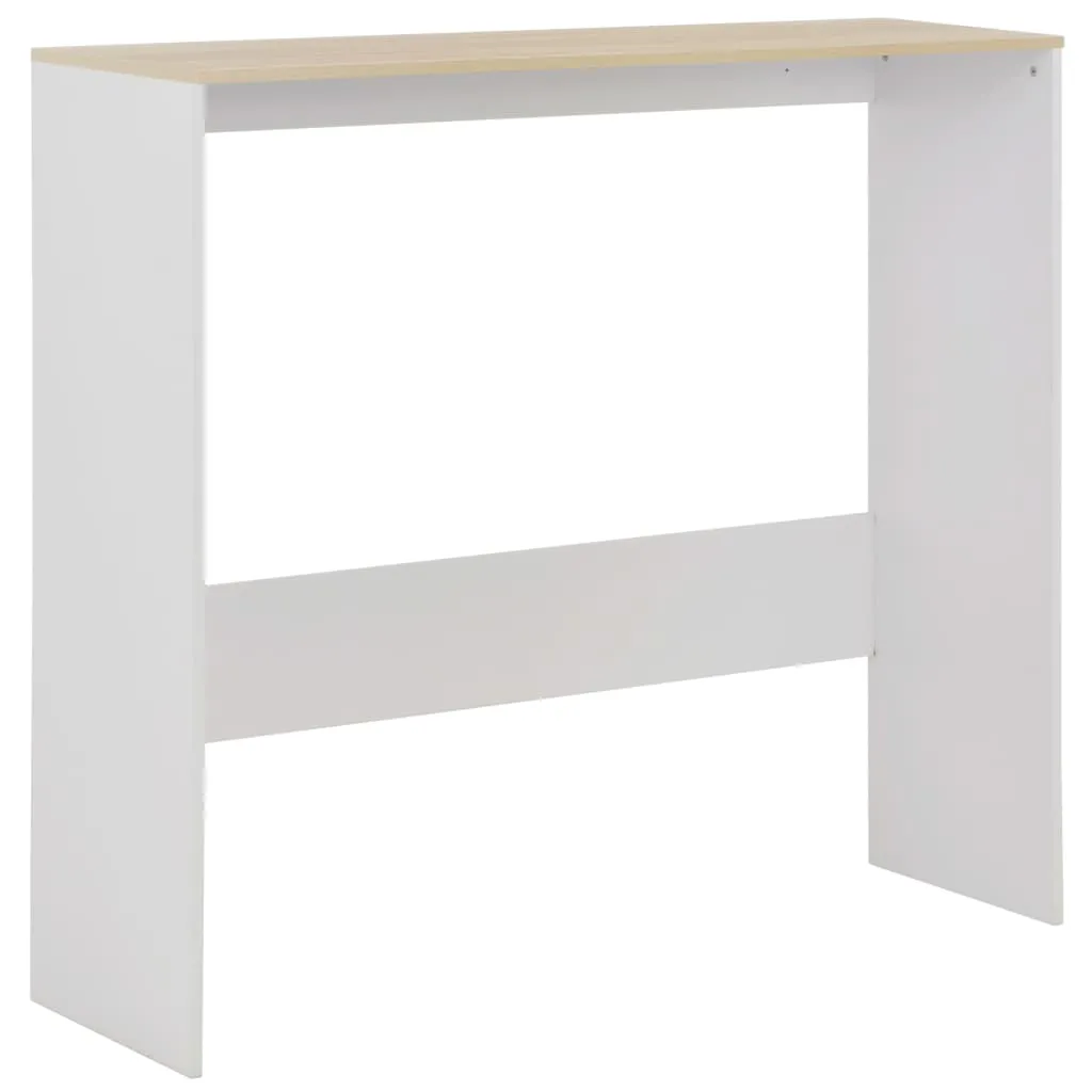 Bar Table with 2 Table Tops White and Oak 130x40x120 cm