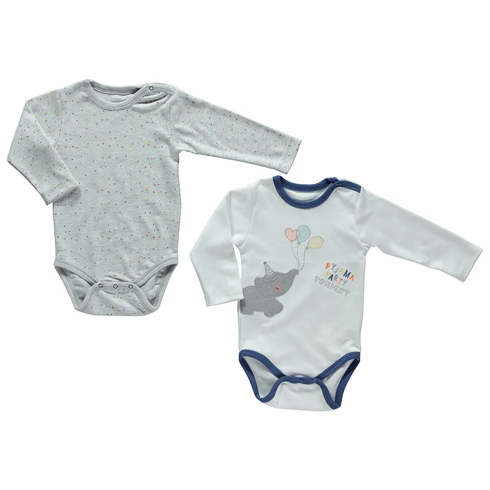 Bebetto Long Sleeve Bodysuits Elephant 2-Pack (12-36mths)