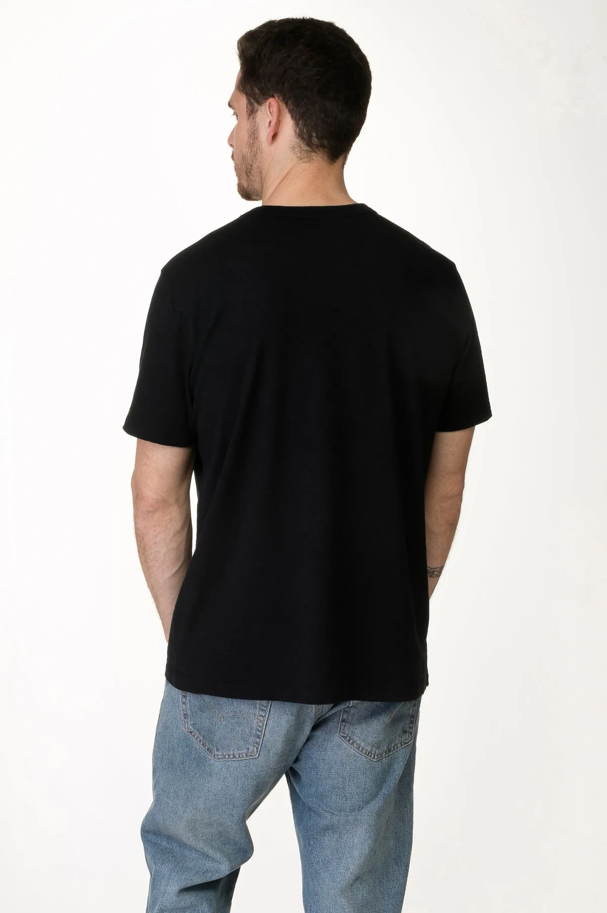 Black Men's Slub Crew Neck Tee