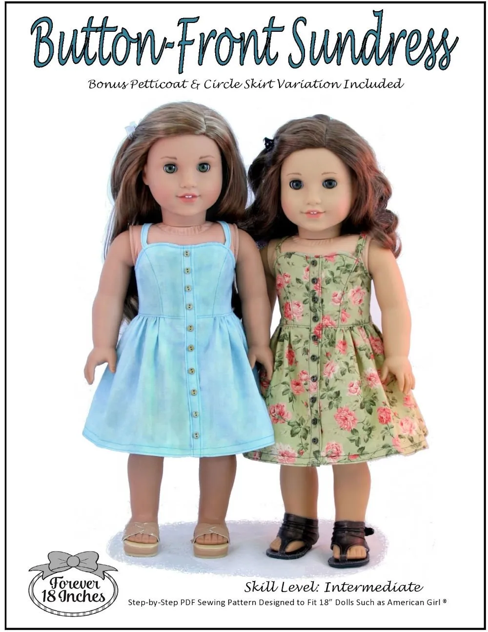 Button Front Sundress 18" Doll Clothes Pattern