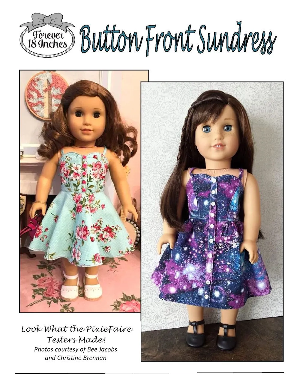 Button Front Sundress 18" Doll Clothes Pattern