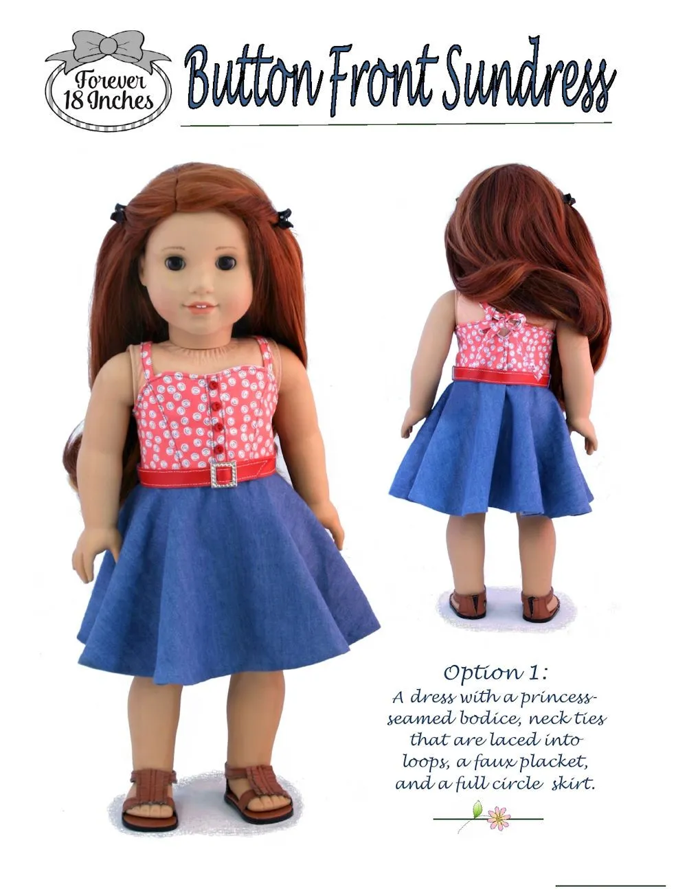 Button Front Sundress 18" Doll Clothes Pattern