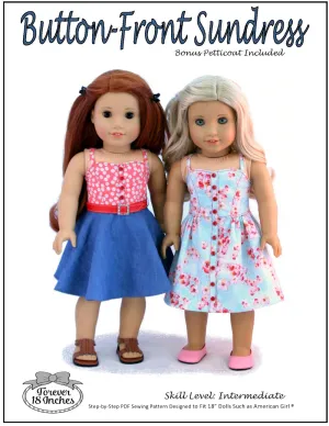 Button Front Sundress 18" Doll Clothes Pattern