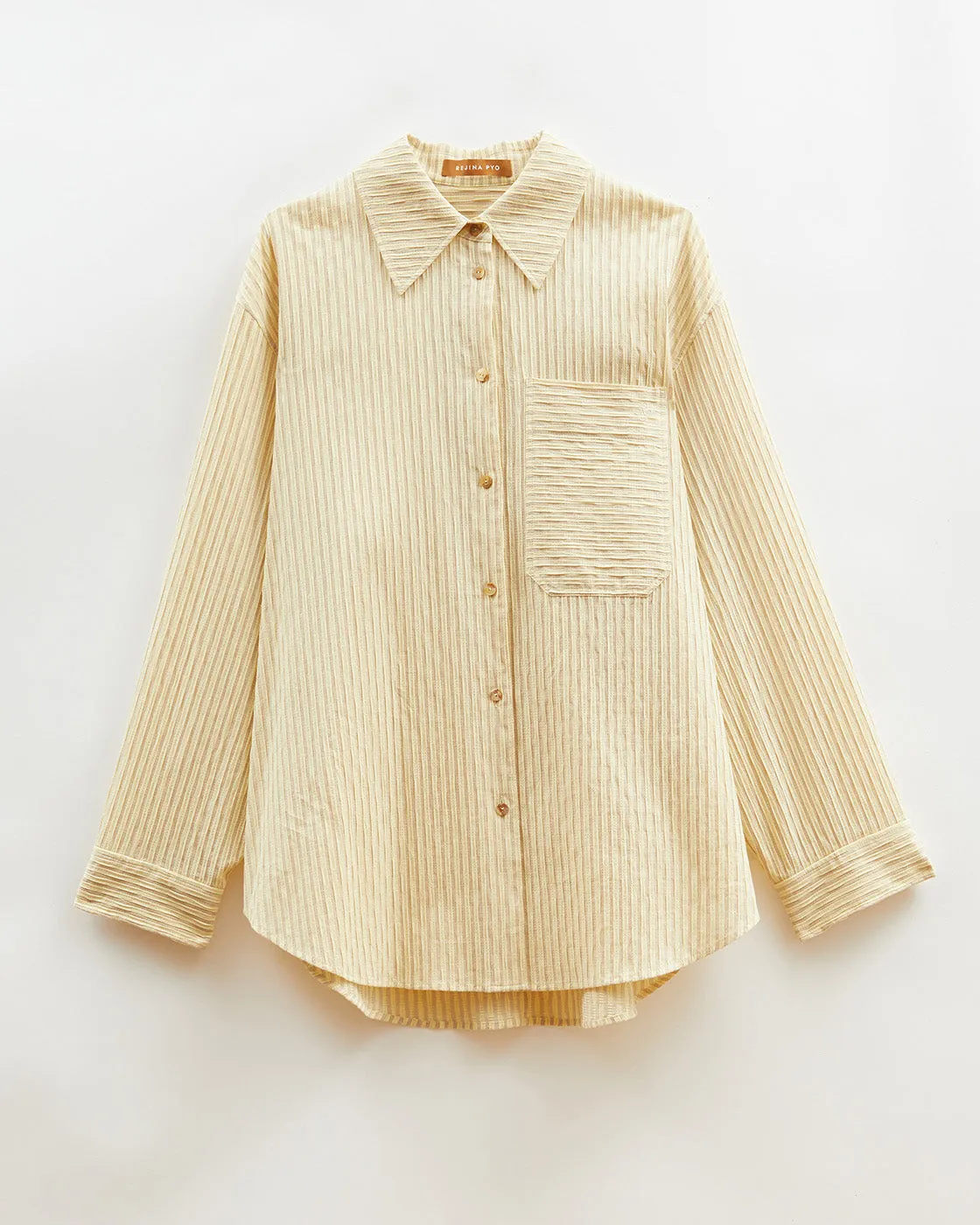 Caprice Shirt Cotton Seersucker Stripe Yellow