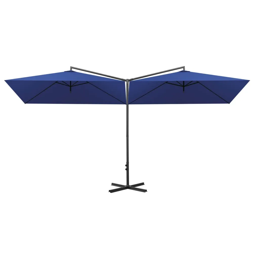 Double Parasol with Steel Pole Azure Blue 600x300 cm