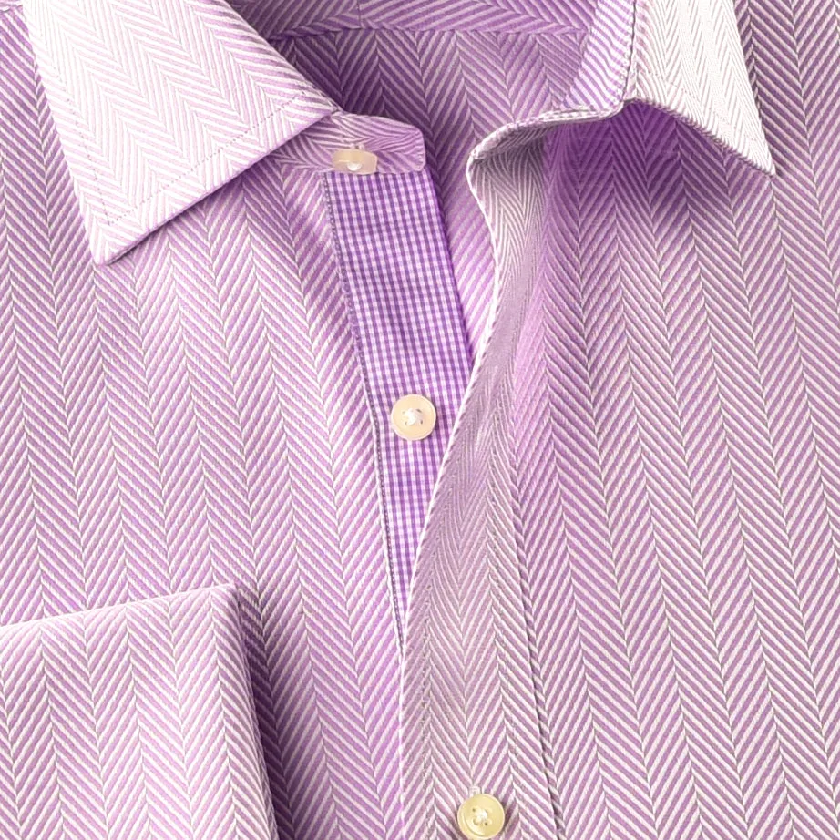 Elegant Purple Blue Check WIth Blue Fleur-De-Lis Dress Shirt French Cuffs Design