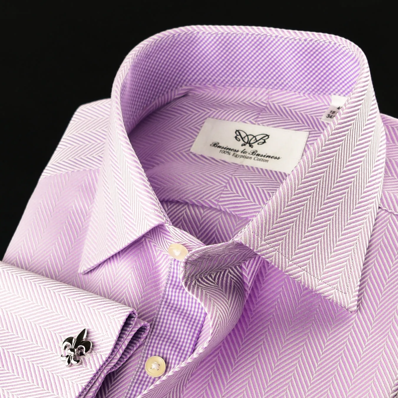 Elegant Purple Blue Check WIth Blue Fleur-De-Lis Dress Shirt French Cuffs Design