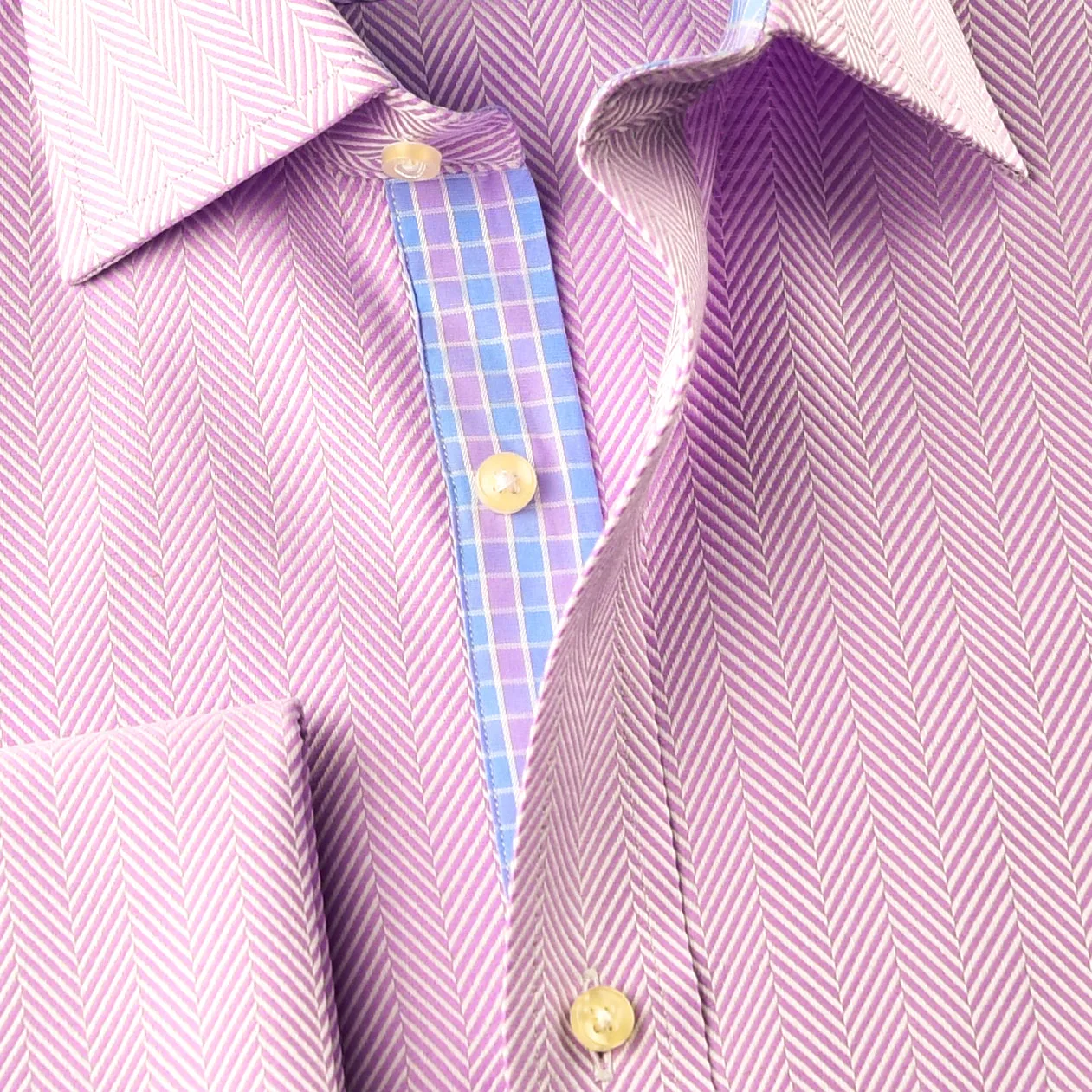 Elegant Purple Blue Check WIth Blue Fleur-De-Lis Dress Shirt French Cuffs Design