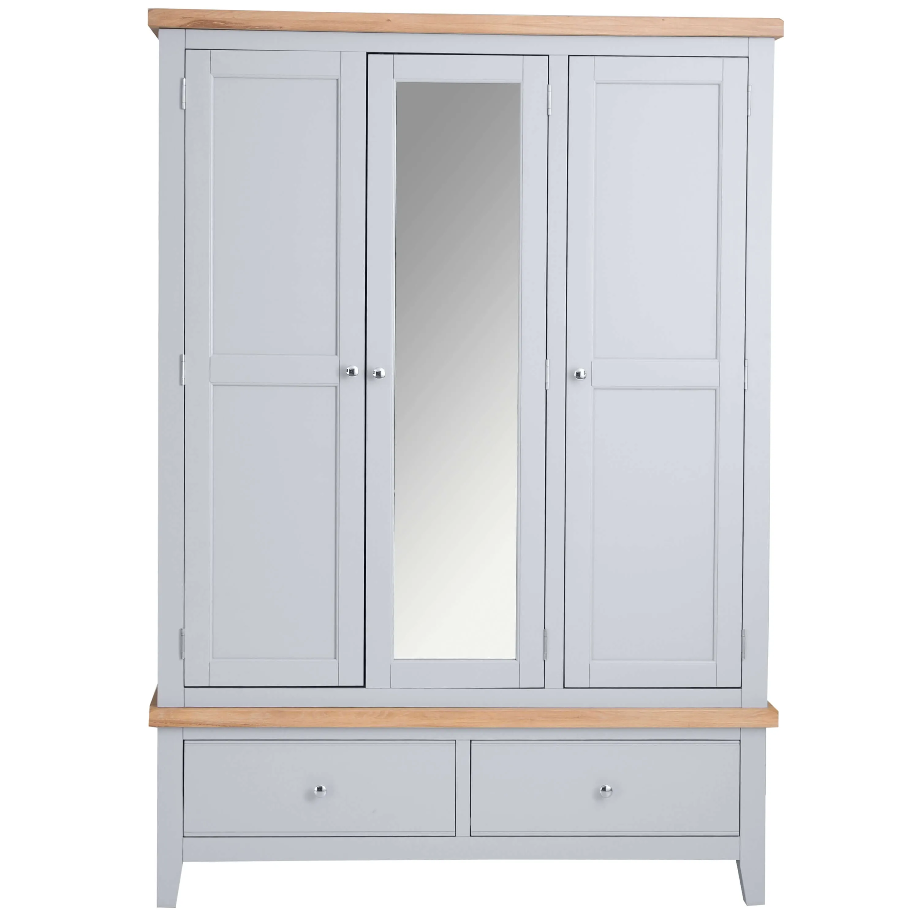 Elodie Dove Grey Oak 3 Door Mirrored Wardrobe