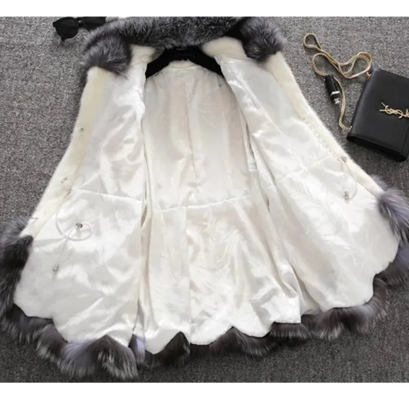 Faux Fur Fox Hooded jacket Plus Size Winter Women's Cloak