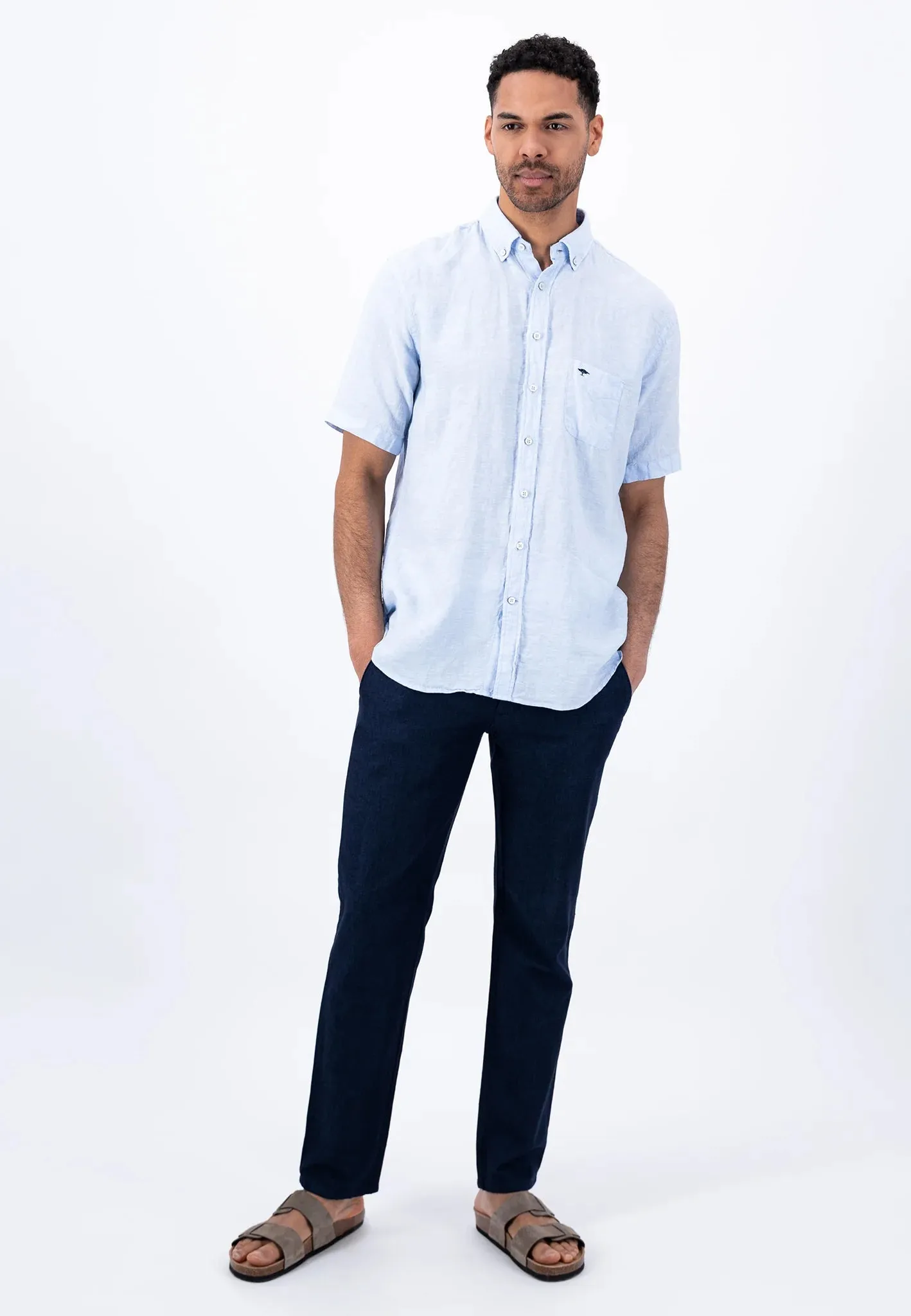 FYNCH HATTON Pure Linen Short-Sleeve Shirt - Men's – Summer Breeze