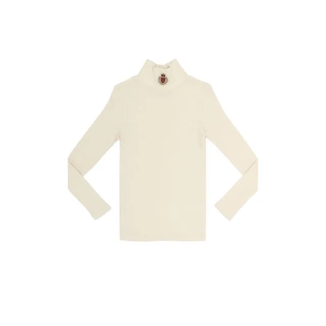 Ivory Logo Rib Mock Neck