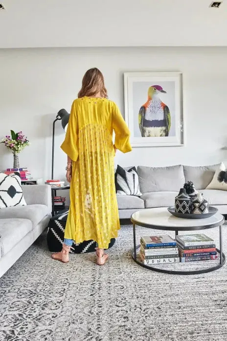 Lemon Yellow Two-Tone Kimono Duster