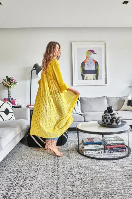 Lemon Yellow Two-Tone Kimono Duster