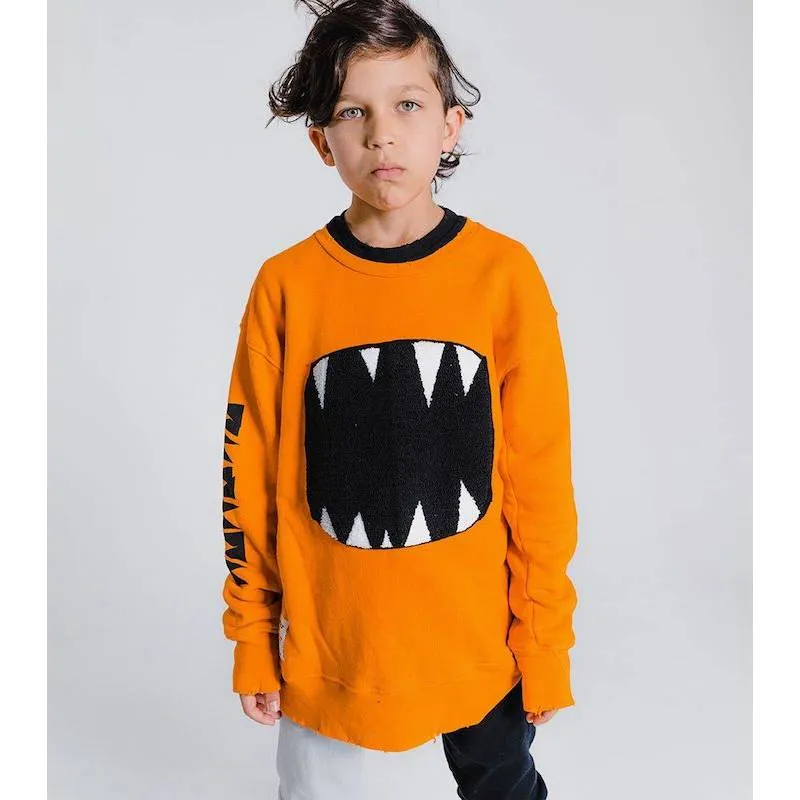 NUNUNU Fuzzy Roar Sweatshirt Orange