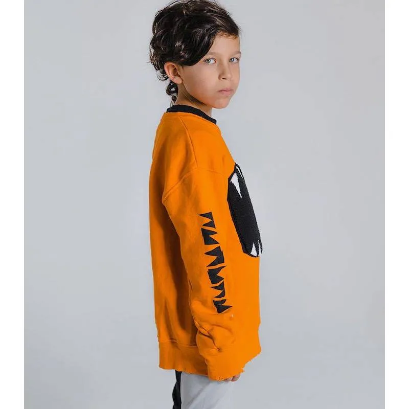 NUNUNU Fuzzy Roar Sweatshirt Orange