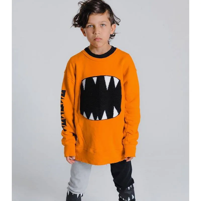 NUNUNU Fuzzy Roar Sweatshirt Orange