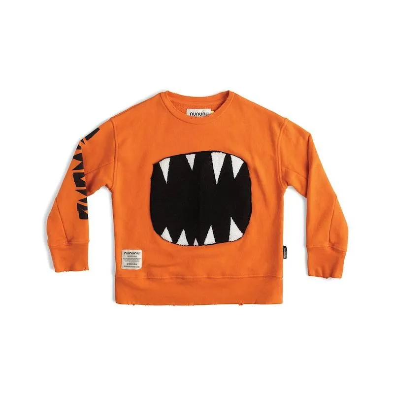 NUNUNU Fuzzy Roar Sweatshirt Orange