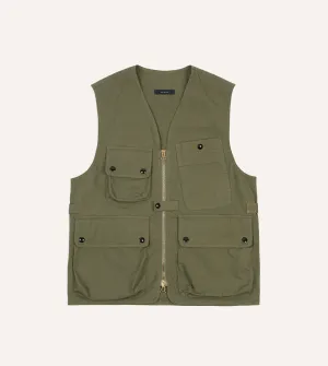 Olive Ripstop Cotton Fishing Vest