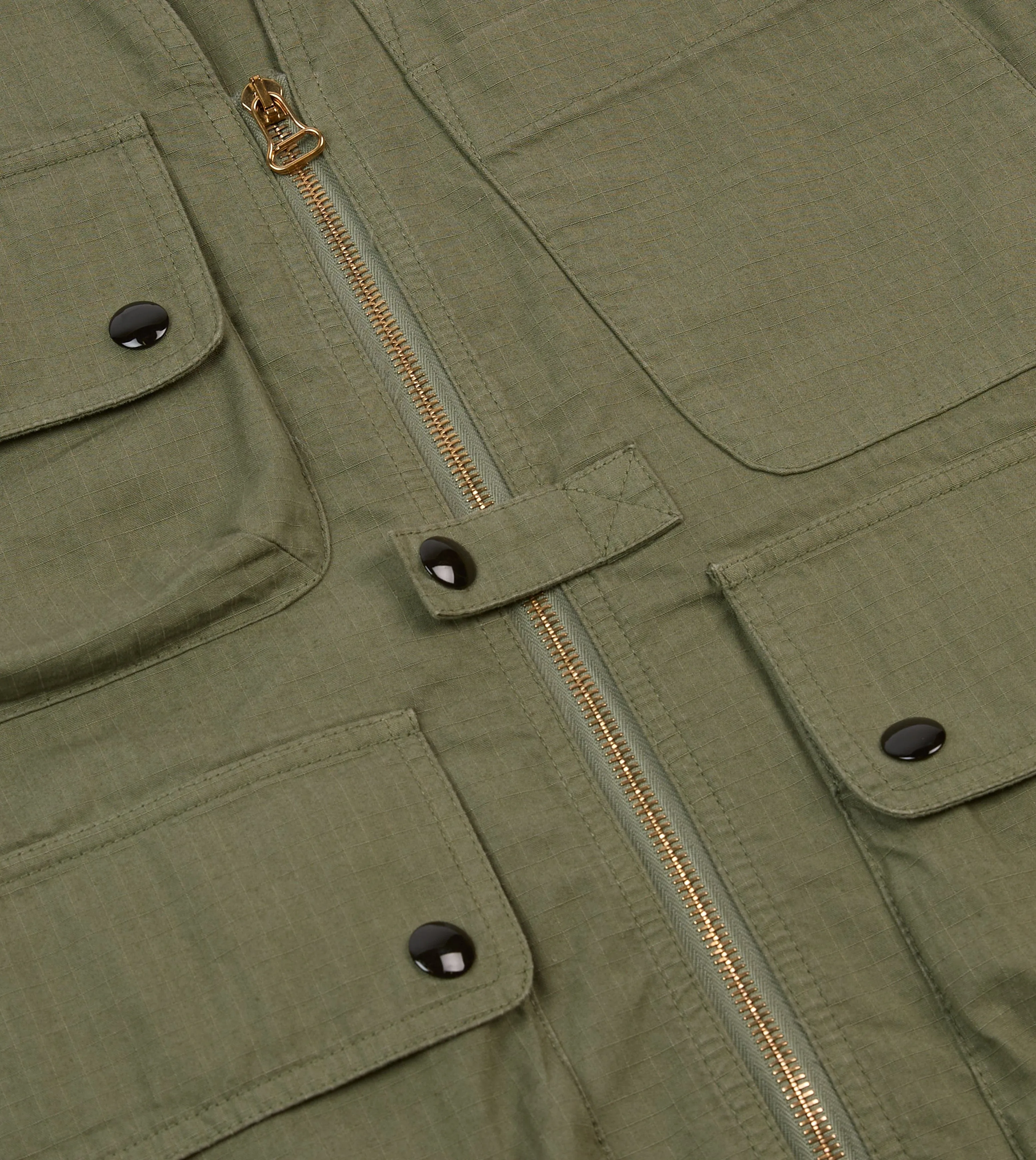 Olive Ripstop Cotton Fishing Vest