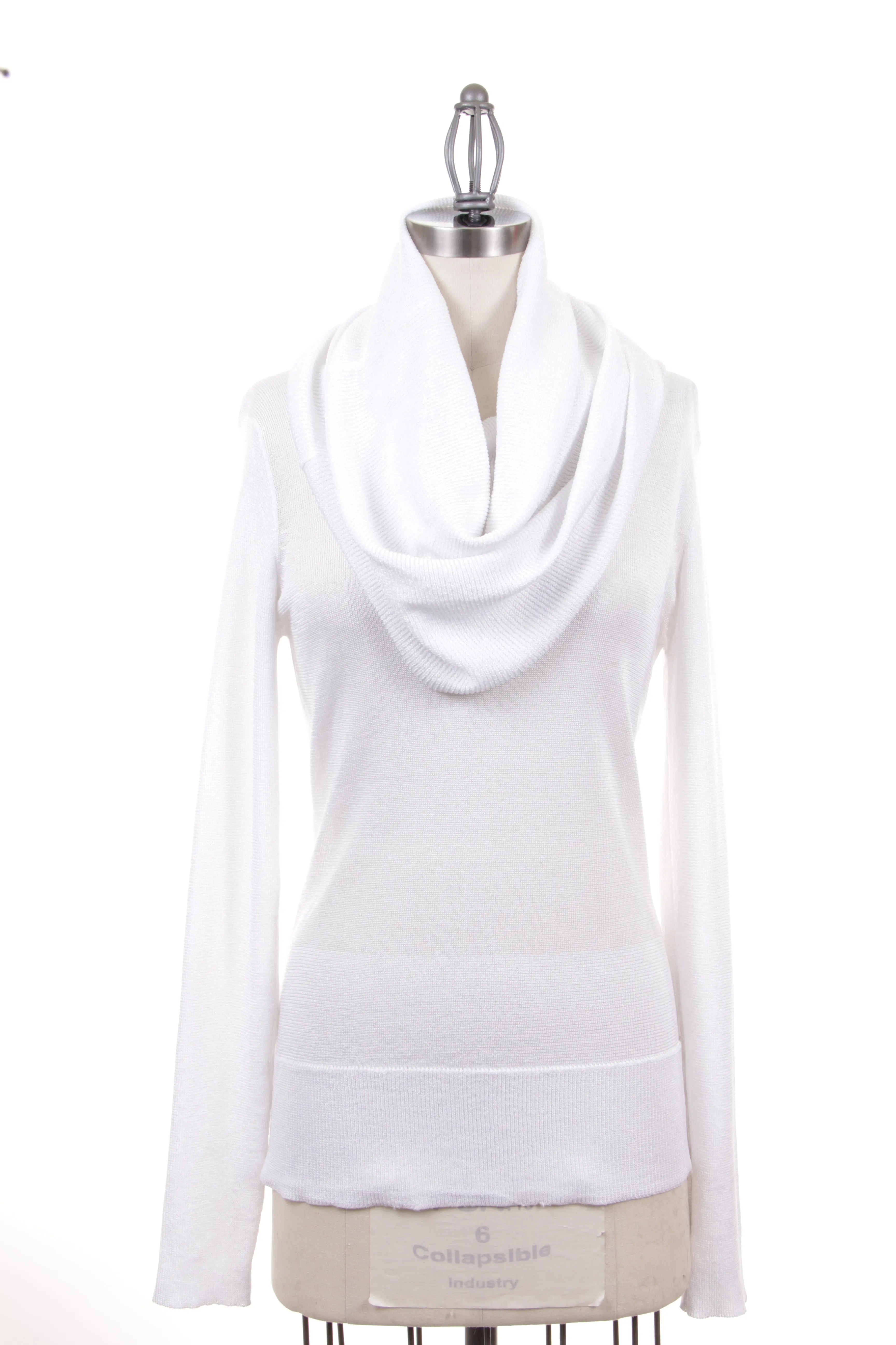 Open Drape Cowl Neck Knit Sweater