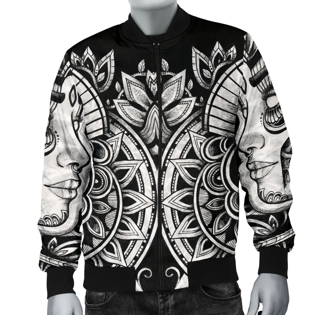 Organic Spirit B/W Mens Bomber Jacket | Mil Et Une