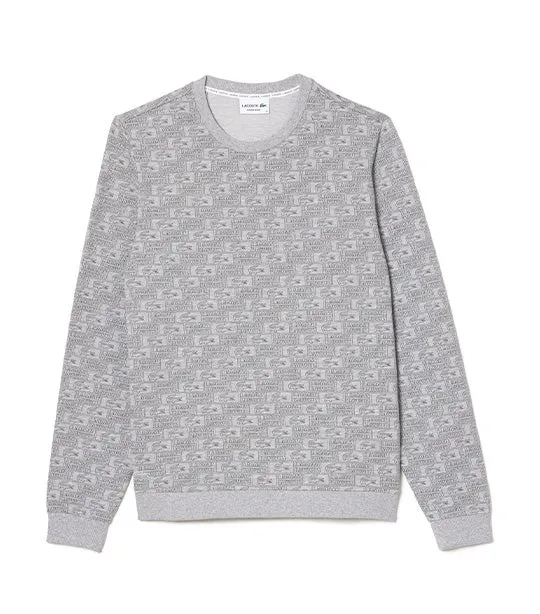 Printed Cotton Fleece Lounge Sweatshirt Silver Chine/Graphite