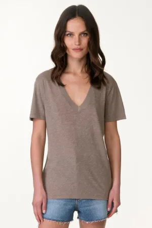 Sand Sheer Slub V Neck Tee