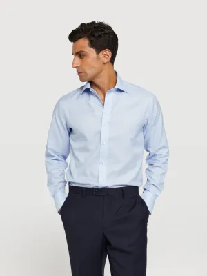 Slim fit business plain pinpoint formal shirt