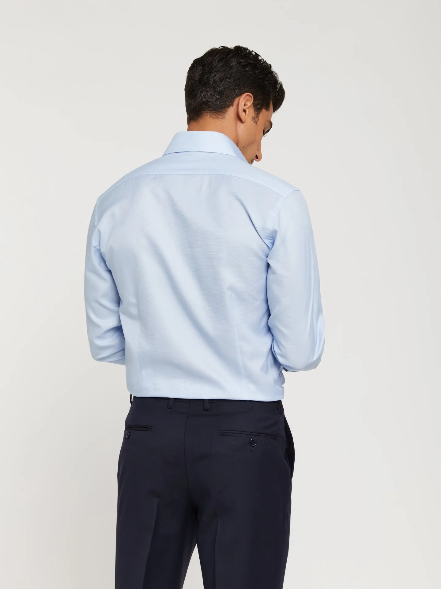 Slim fit business plain pinpoint formal shirt