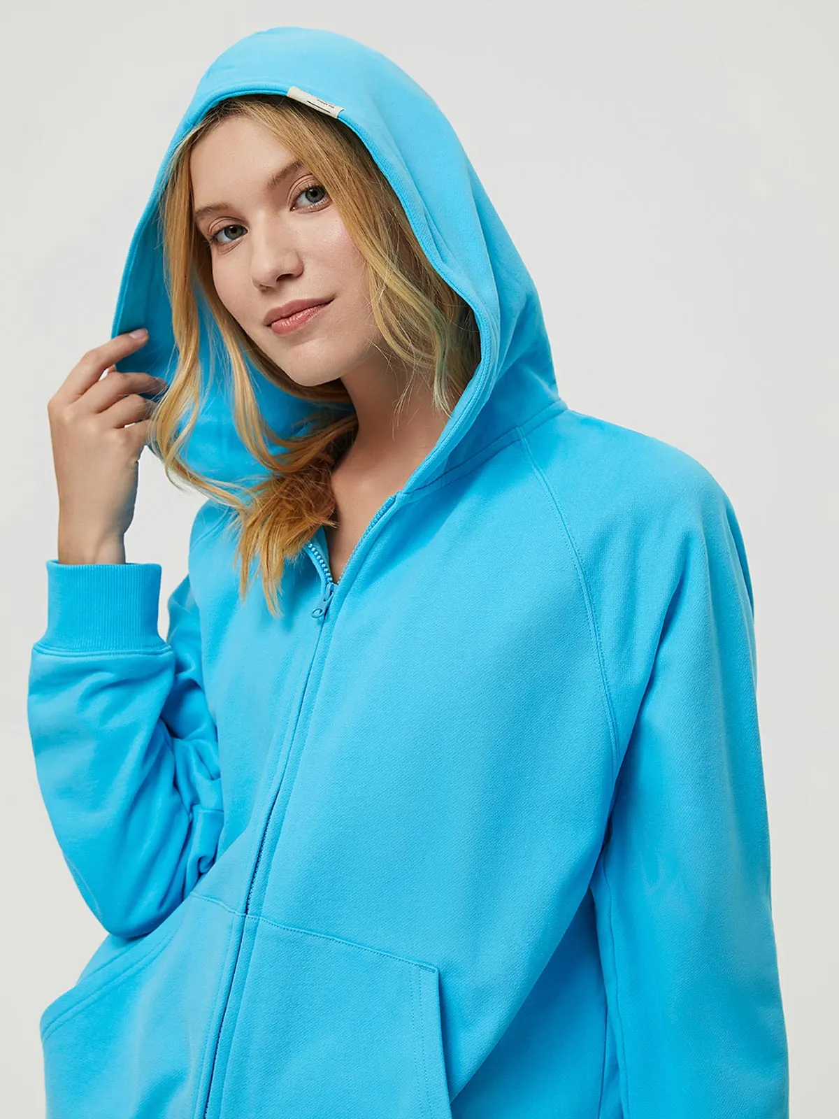 Terry Fleece Cloud Nine Zip Hoodie-Warm White