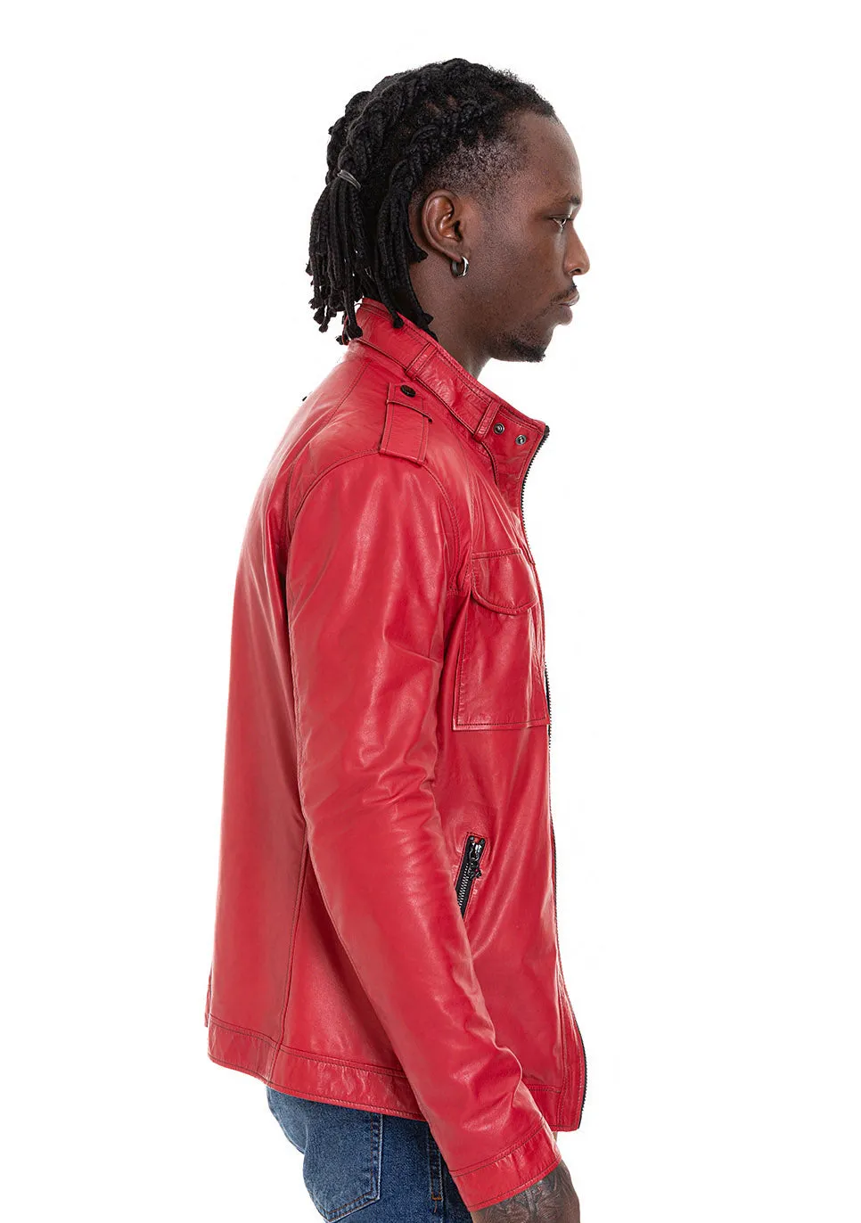 The Ravine Red Leather Men Jacket