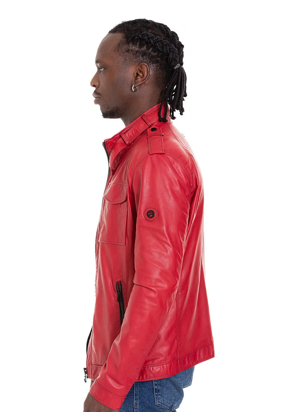 The Ravine Red Leather Men Jacket