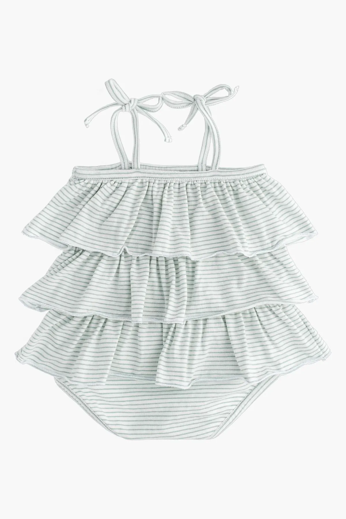 Tocoto Vintage Striped Ruffle Baby Girls Romper