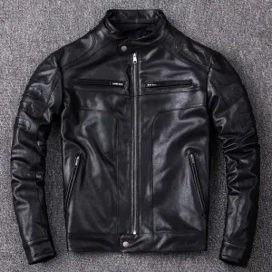 Vegetable Tanned Sheepskin Biker Leather Jacket