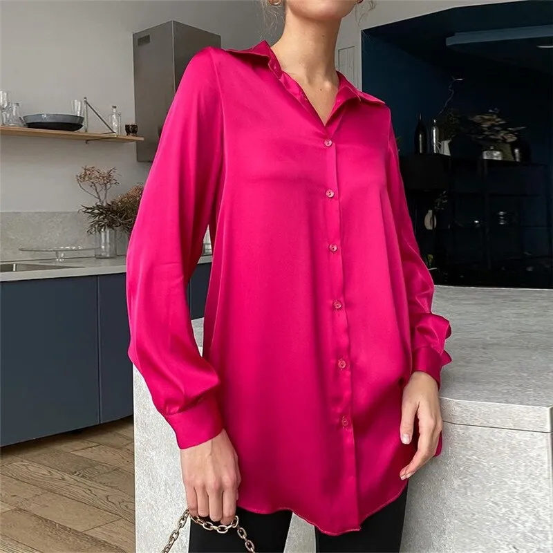 Wenkouban 2022 Spring Satin Women's Shirt Irregular Hem Long Sleeve Elegant Shirts Female Summer Women Formal Casual Office Ladies Top